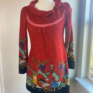 Aryeh knit dress cats funky large